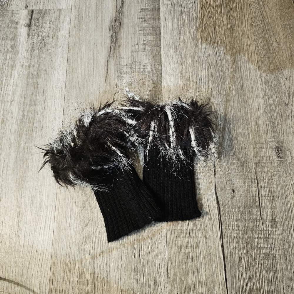 Black Legwarmers with Faux Fur Trim